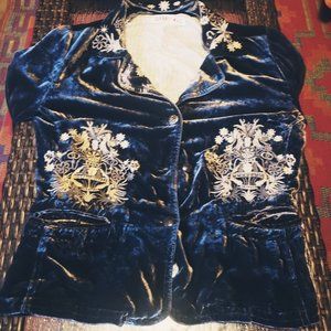 Johnny Was Medium  Velvet Embroidered Blazer